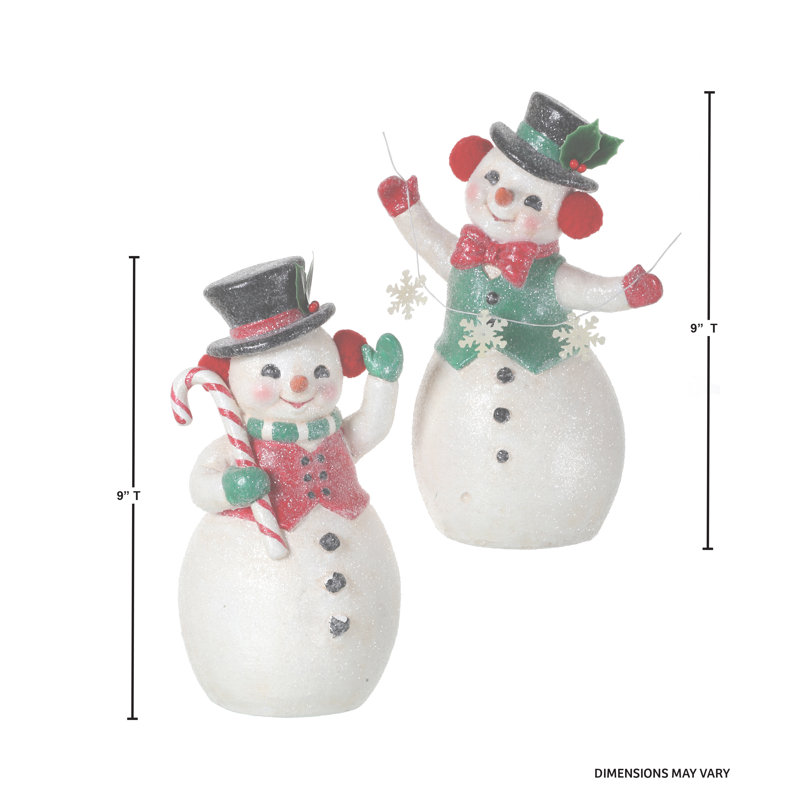 Bonhomme de neige rétro en pâte à papier 9 "avec cannes de bonbon et guirlande