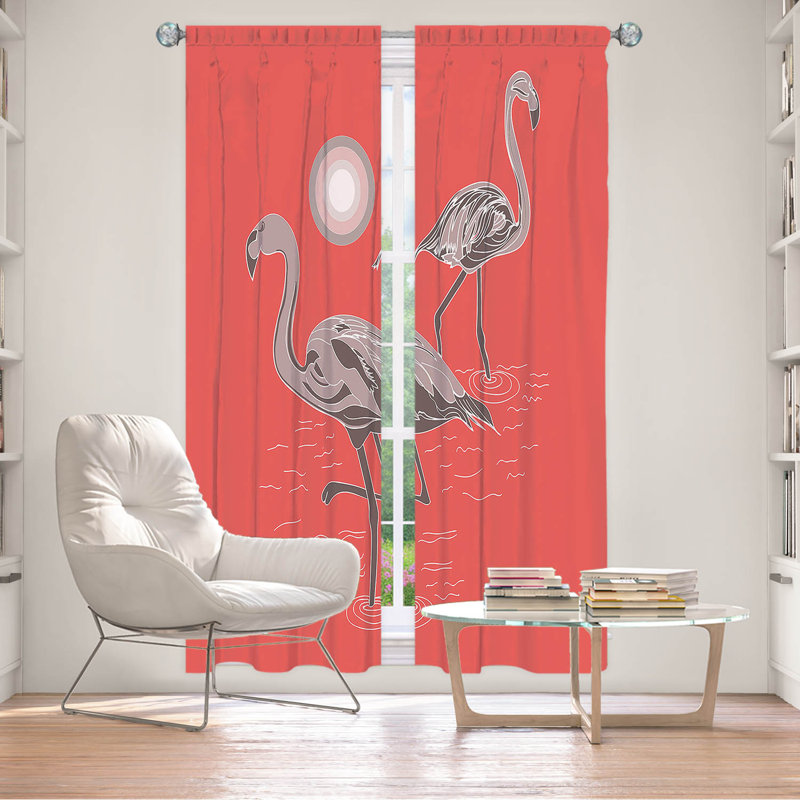 Paire de rideaux obscurcissant en polyester Denes, Rose / blanc / brun, L 20 po x L 82 po