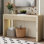 Console rustique avec 3 tiroirs cannelés - Table d'entrée en placage de bois massif avec grain de bois naturel pour le salon et le couloir, abricot | Idée de cadeau