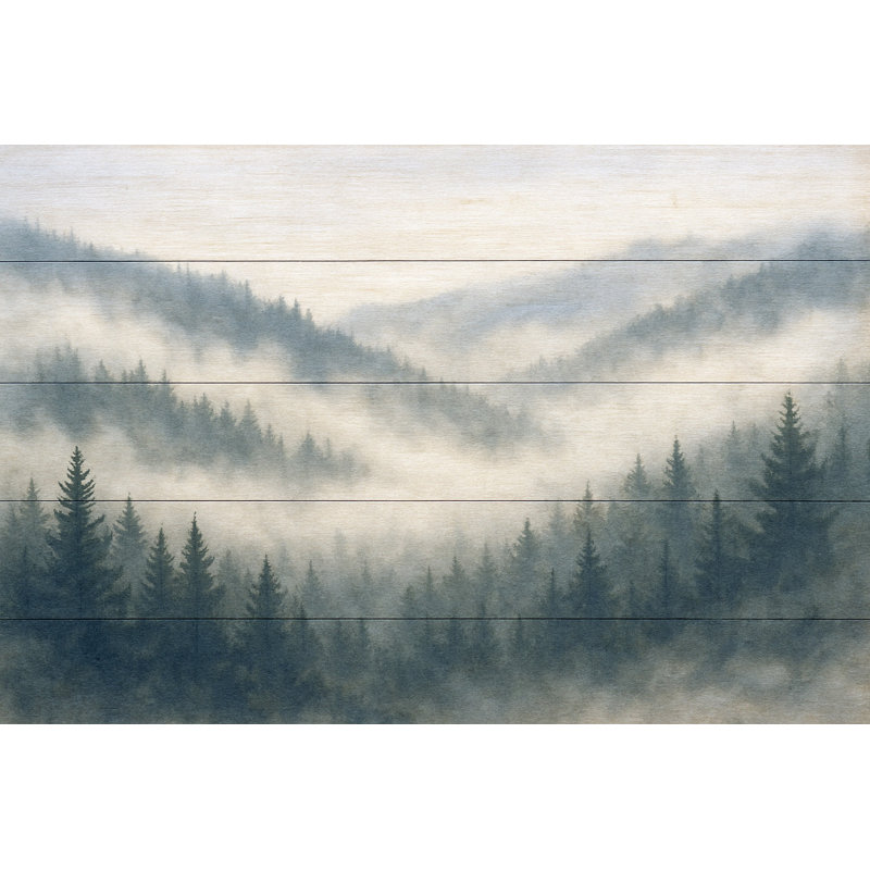 Union Rustic Misty Mountain Pines – Foggy Forest Wrapped Canvas Wall ...