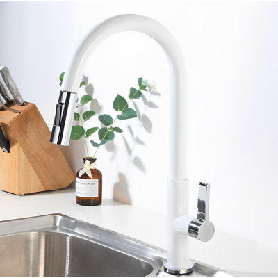 Persico White With Chrome Modern Dual Pull Out Spray