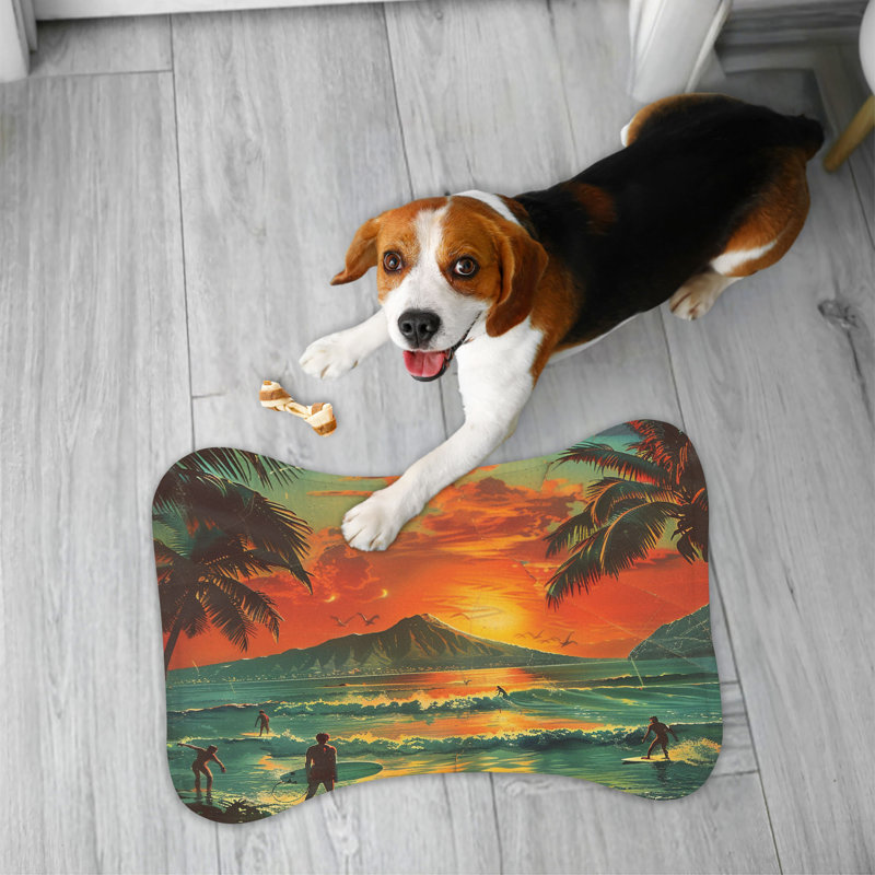 Rétro coucher de soleil - Tapis d'alimentation en forme d'os
