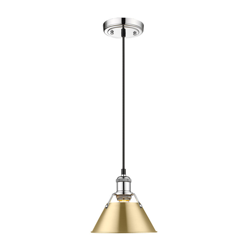 Luminaire suspendu conique à 1 lumière Weatherford, Chrome, Brushed Champagne Bronze, H 129 po x l 7,5 po x P 7,5 po