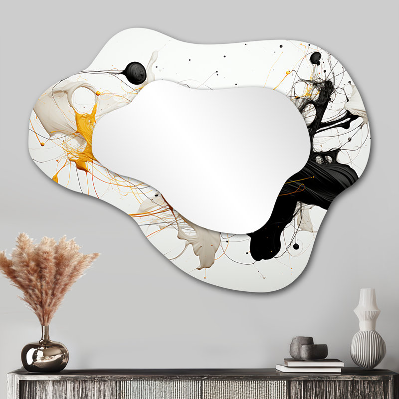 Danse des abeilles délicats nuages d'encre - Miroir mural moderne unique, 27 po x 35 po