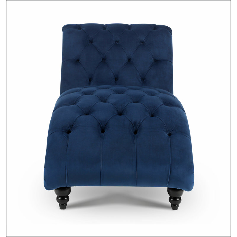 Chaise longue sans accoudoirs touffetée, Bleu