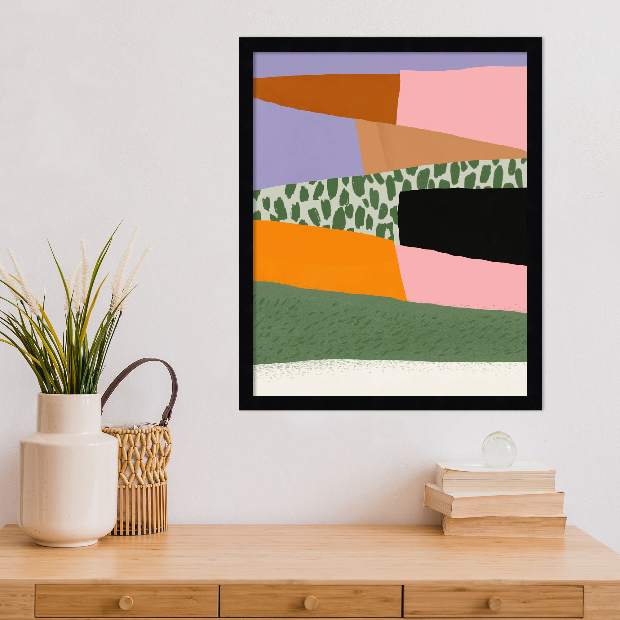 Abstract Minimalism Collage 02 by Little Dean Wood Framed Wall Art Print, Black, 21" H x 17" W