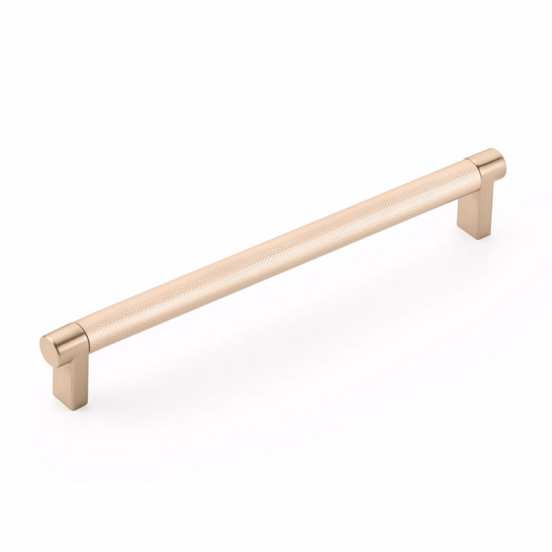 Emtek Select Cabinet Pull w/ Rectangular Stem & Knurled Bar, Satin Copper, 5" Centre to Centre