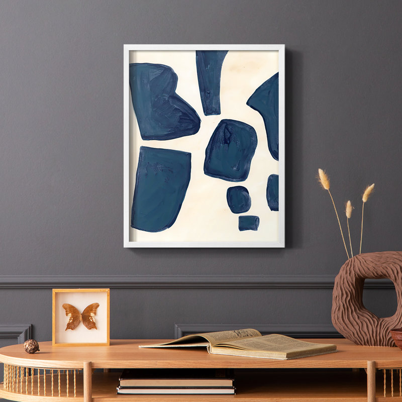 «Blue P pièces I», reproduction encadrée - bois massif, Blanc, H 28 po x l 22 po