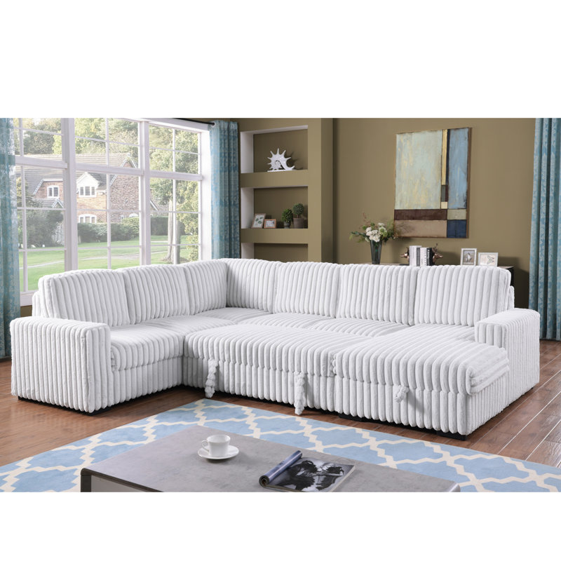 Canapé-lit modulaire en forme de U avec méridienne de rangement, canapé convertible surdimensionné, tissu d'ameublement en velours côtelé, mobilier de salon moderne