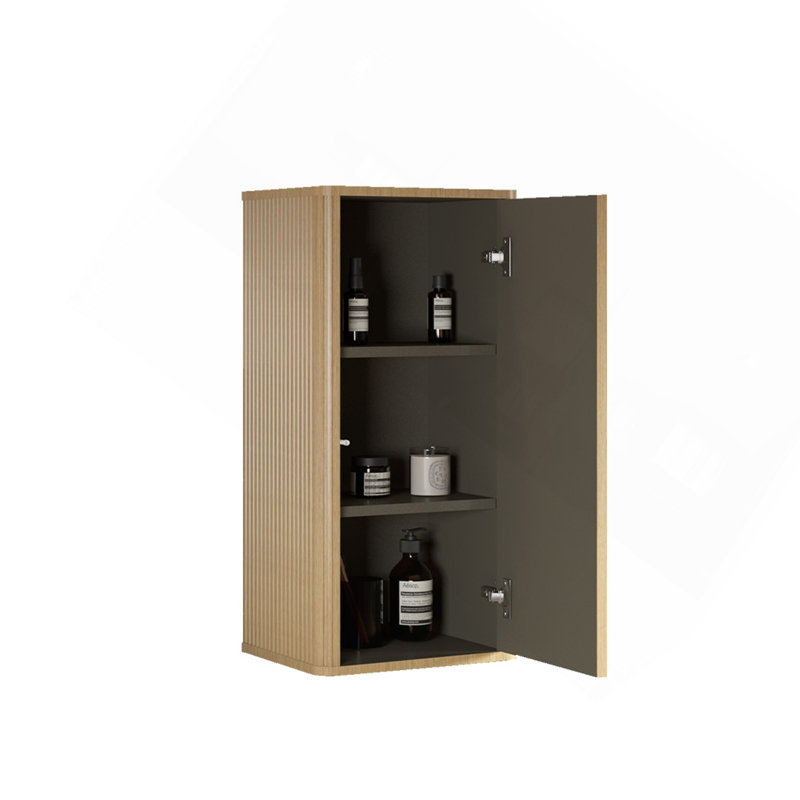 Armoire d'appoint flottante en chêne naturel, armoire de rangement murale pour petits espaces, pré-assemblée