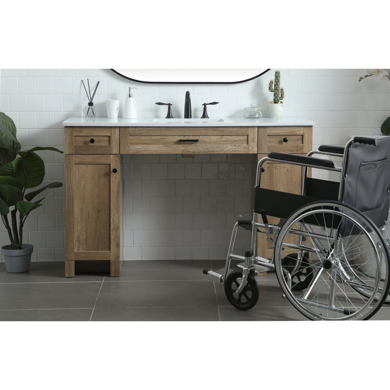 Cooper 54'' Single Bathroom Vanity with Engineered Marble Top, Natural Oak