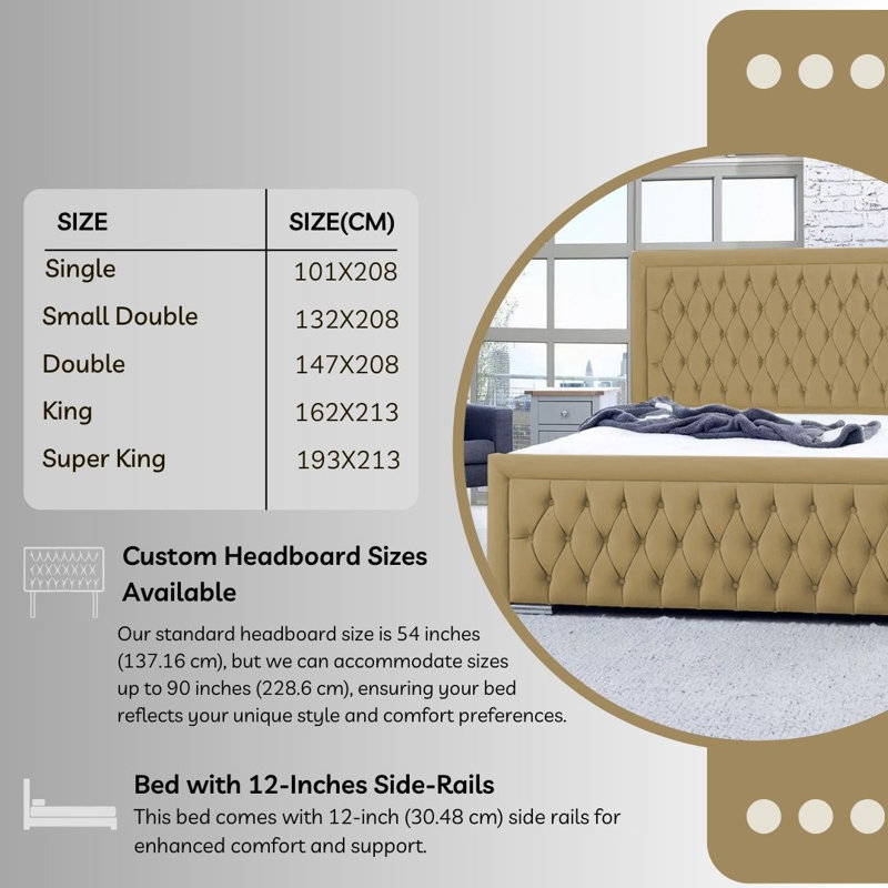 Chanoa Upholstered Ottoman Storage Bed, Dark Ivory, Double (4'6)