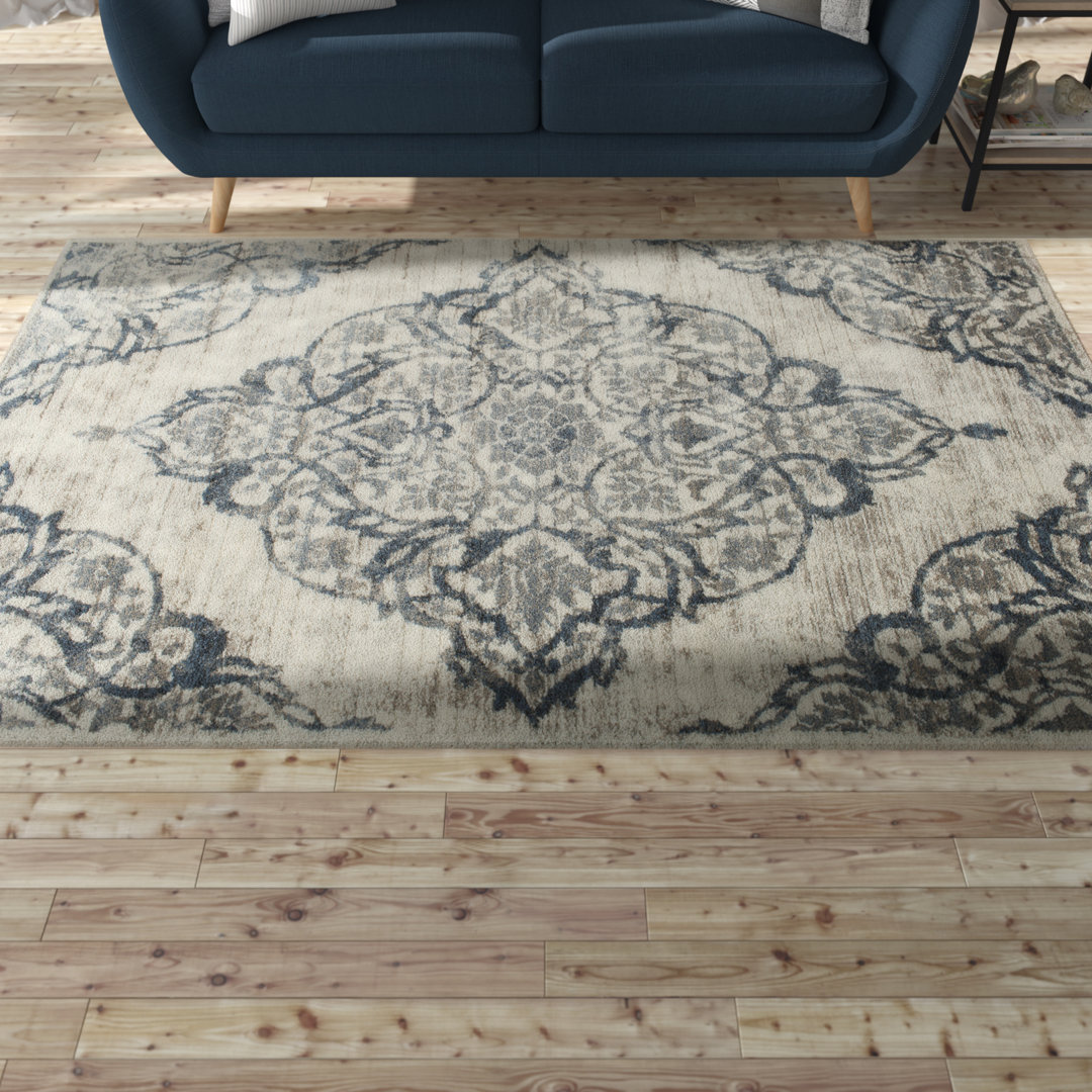 Erondelle White/Sterling Gray Area Rug Gracie Oaks Rug 