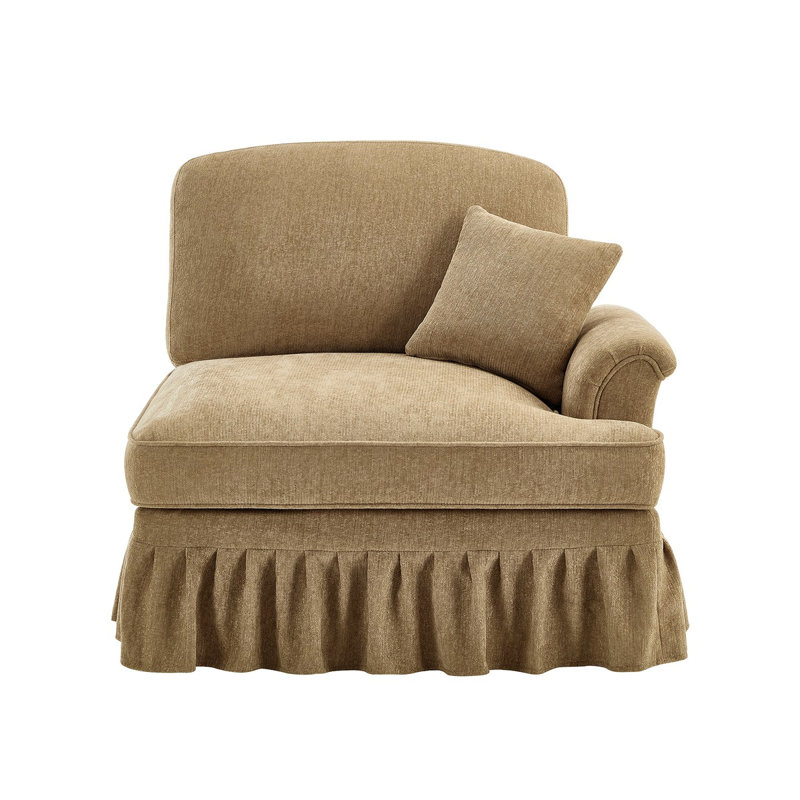 Canapé en chenille avec 1 coussin, Café clair