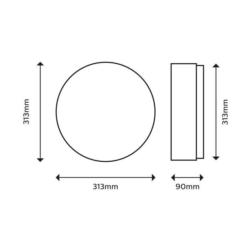Philips LED Doris Ceiling Light 27K 17W IP44 (Single Pack), White