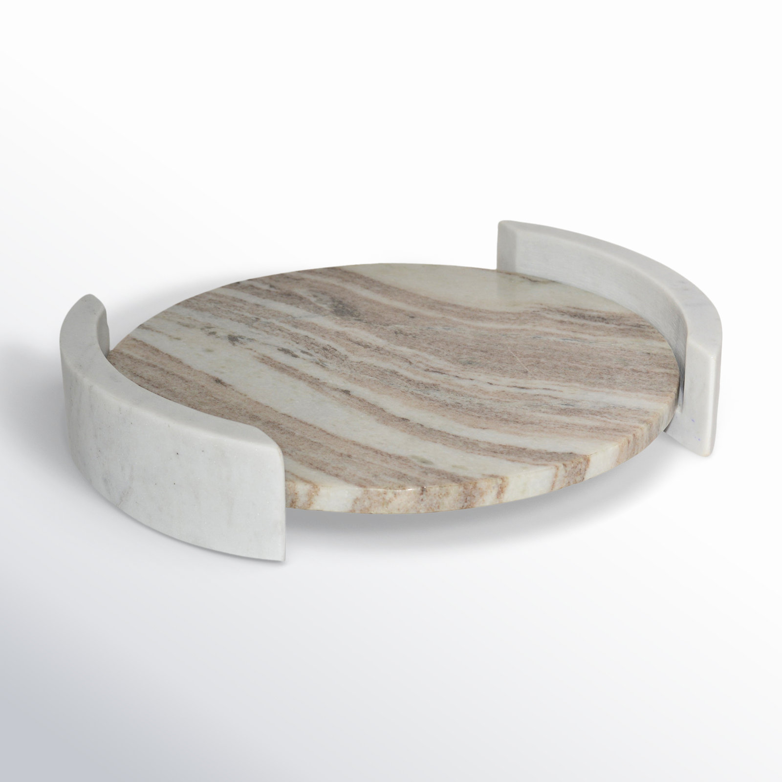 Adrie 14" Harding Marble Tray, Beige