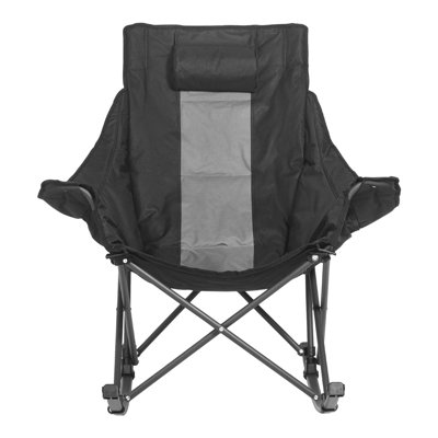 Rocking Camping Chair, Portable Folding Rocker, Heavy-Duty Lawn Chair Recliner with Cupholder & Pocket, Supports 225lbs, Fully Padded Camp Chairs