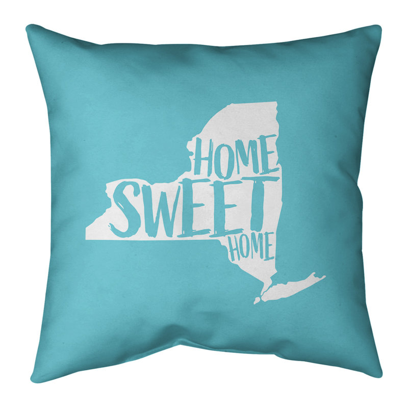 Reversible Throw Pillow, Teal, 16" x 16", New York