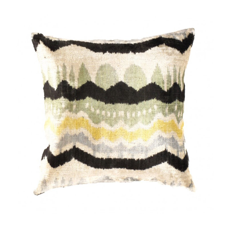 Oreiller en velours turc multicolore en soie Ikat