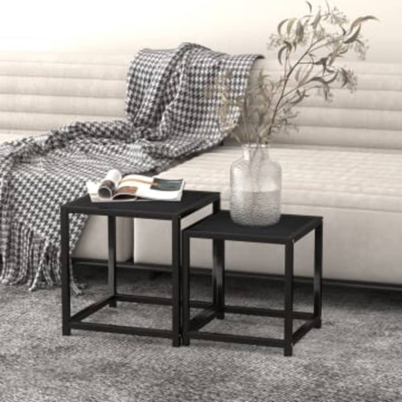 Ebern Designs Tea Tables 2 Pcs MDF Black