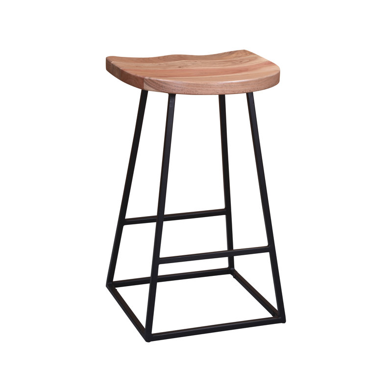 Evis Counter Stool with Metal Frame, Tan, Counter Stool (24" Seat Height)