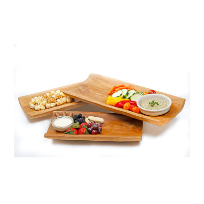 Ensemble de plateaux de service en bois de teck