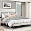 Lit double contemporain en chêne gris poussiéreux, complet pour la mise à jour de la taille de la chambre avec finition chêne