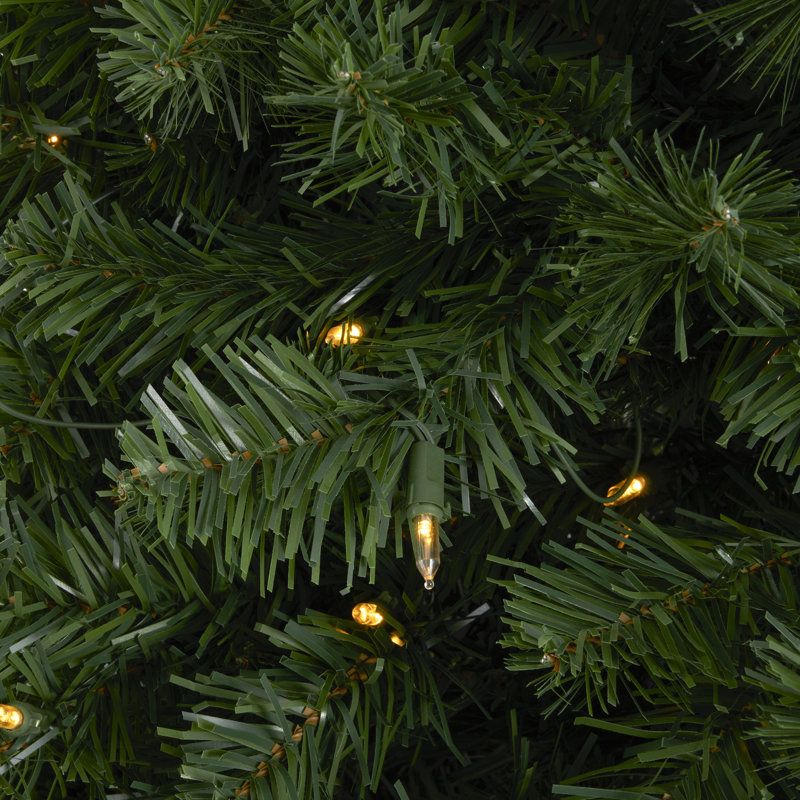 Home Heritage Artificial Half Pine Christmas Tree Prelit, 7'