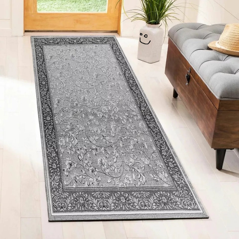 Floral Flatweave Area Rug, Rectangle 60 x 110 cm