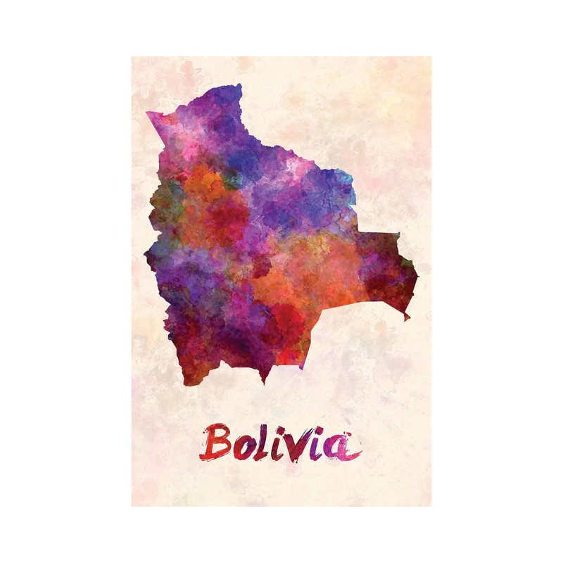 Bolivia In Watercolor by Paul Rommer - Wrapped Canvas Painting, 30.48cm H x 20.32cm W x 1.91cm