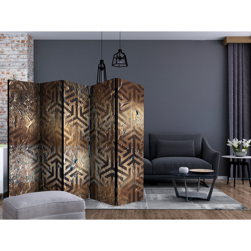 Goretty 225cm W x 172cm H 5 - Panel Solid Wood Folding Room Divider
