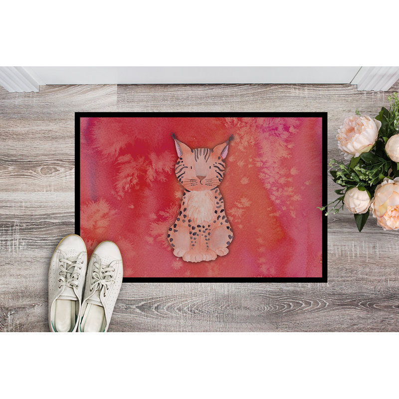 Tapis de porte pour l’extérieur antidérapant en aquarelle lynx Aurelio, H 0,2 po x l 36 po x P 24 po