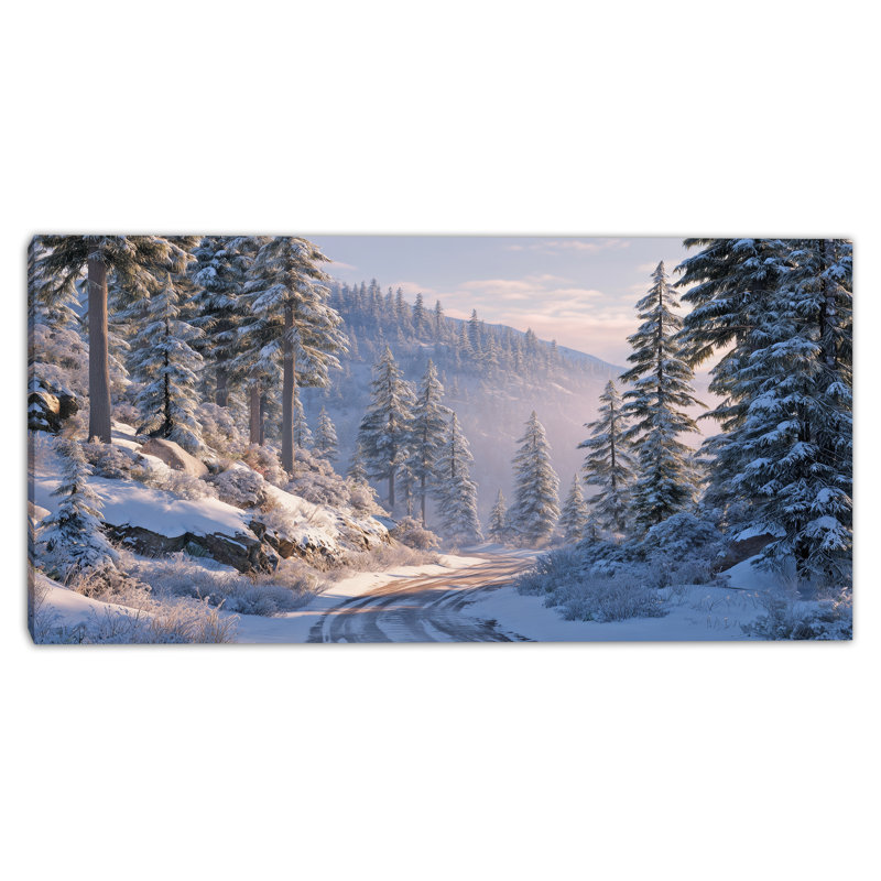 «Snowy Mountain Path», art mural sur toile tendue, H 20 po x l 40 po