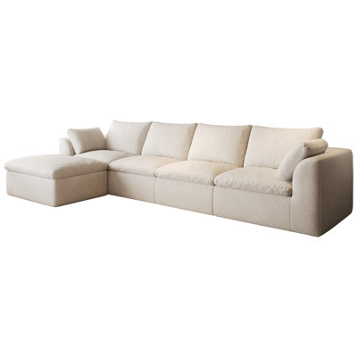 Canapé modulaire surdimensionné en forme de L avec assise profonde et assemblage sans outil