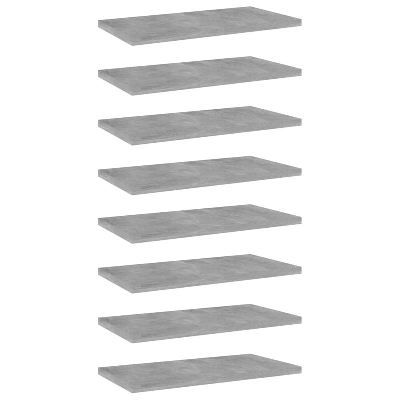 Ensemble de 8 tablettes vidaXL en bois d'ingénierie gris béton 15,7 x 7,9 x 0,6 po, Gris béton