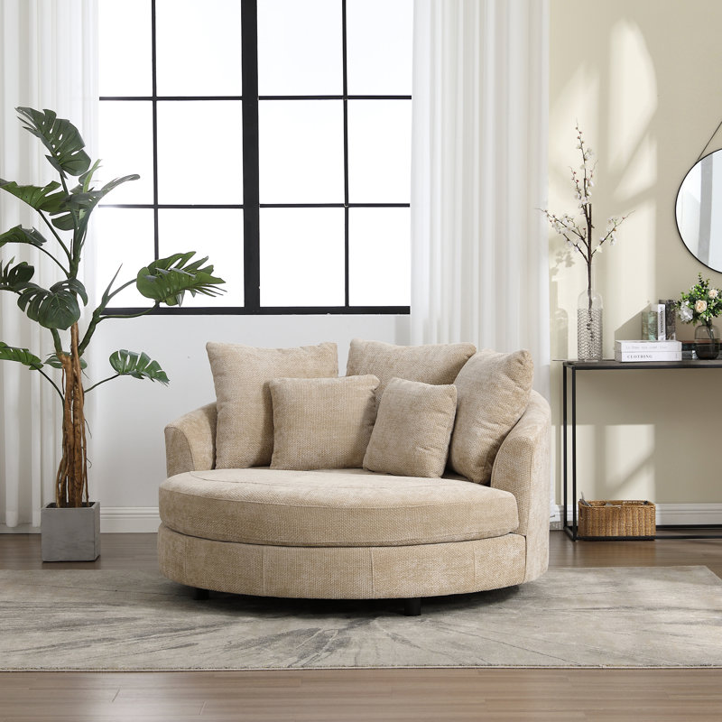 Fauteuil demi-tonneau rembourré avec housse, Chenille blé