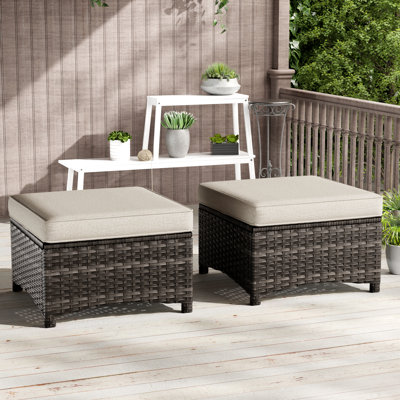 Anahit Wicker Outdoor Ottoman (Set of 2)