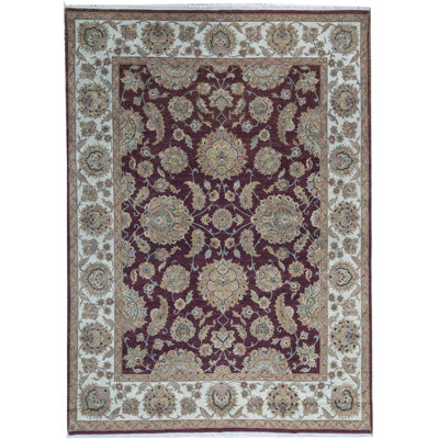 Tapis rouge et ivoire noué à la main de haute qualité