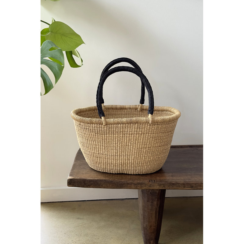 Panier de marché ovale tissé à la main à double tissage