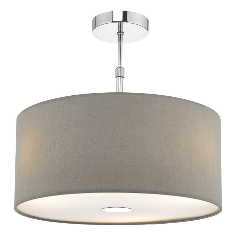 Desiree 18cm H Faux Leather Drum Pendant Shade ( Screw On ), Grey