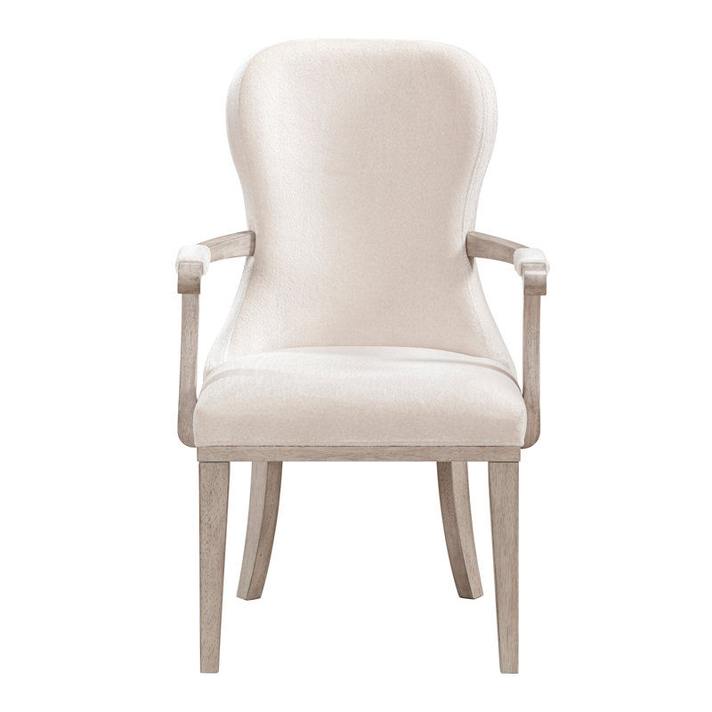 Ensemble de 2 fauteuils Traditional Elegance avec revêtement en tissu ivoire