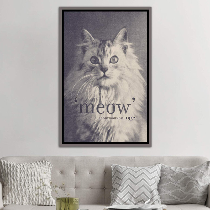 « célèbre quotes (chat) » par florent bodart-impression sur image, Toile encadrée de bois rustique foncé