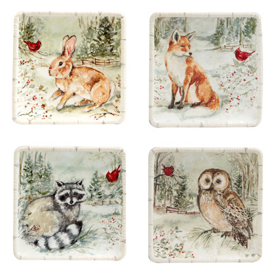 Winter''s Walk Set Of 4 Canape Plates