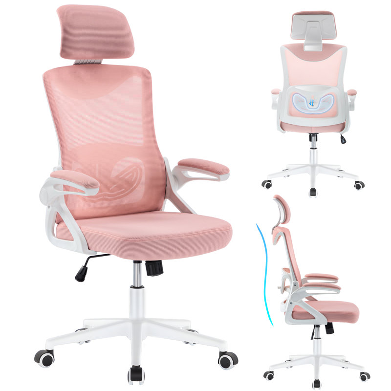 Ergonomic Office Computer Chair with Headrest, High Back Mesh Desk Chair, Adjustable Lumbar Support, Swivel Rolling Chair with Armrests for Home Office