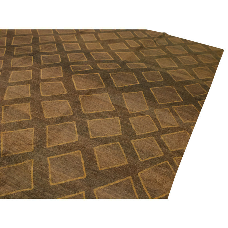 Tapis gris foncé et gris noué à la main de haute qualité