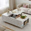 Table basse à plateau relevable avec rangement, lumières DEL 24 couleurs, chargement sans fil et haut-parleur Bluetooth pour le salon, blanc