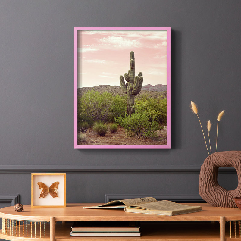 Arizona Desert, reproduction encadrée - bois massif, Rose, H 10 po x l 8 po