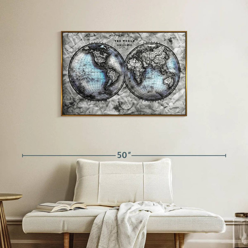 World Hemispheres Briscoe, Cadre flottant doré, 37 po x 25 po