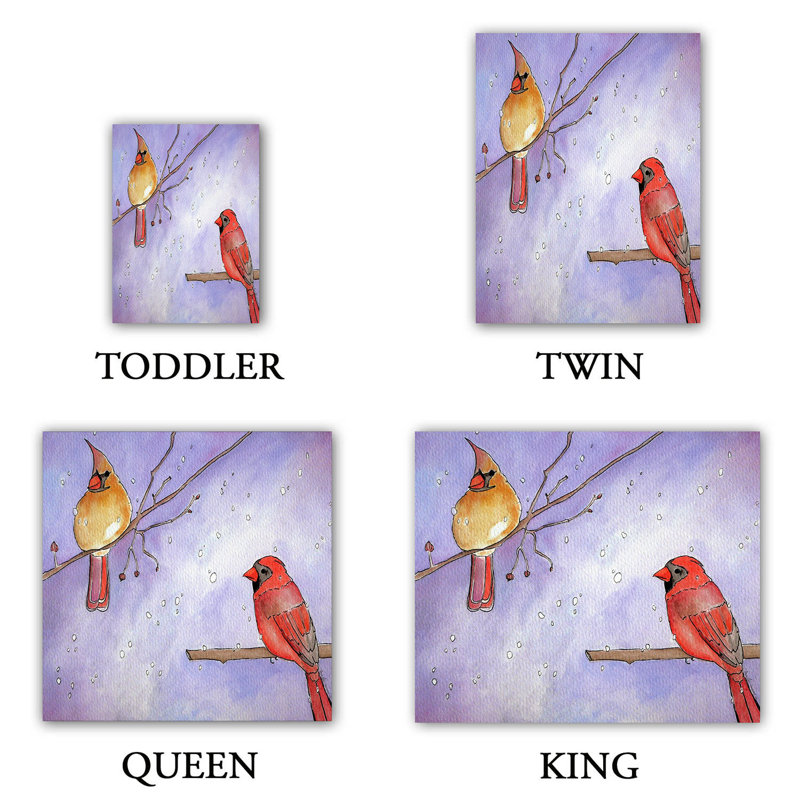 Ensemble de housse de couette cordial cardinals, 1 housse simple + 1 taie standard