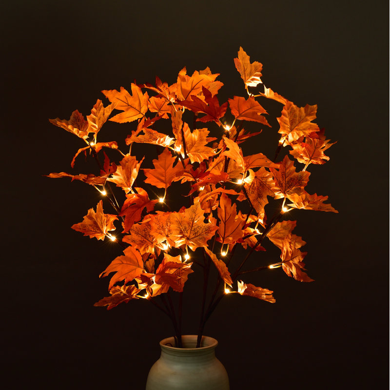 Lightshare Lighted Maple Tree Branches With Timer Battery Operated 32IN Mini Led For Autumn Thanksgiving Halloween Christmas Holiday Decoration